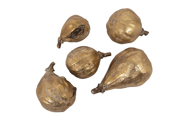 Creative Co-Op Resin Figs with Gold Finish (Set of 5 Pieces) - Image 3